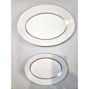 Vintage Noritake Japan 6526 Gloria 14" & 16" Platter Set Gold Trim Made in Japan